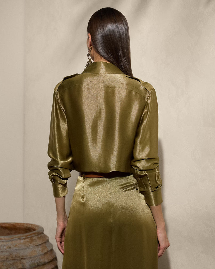Ralph Lauren Natalie Metallic Satin Shirt