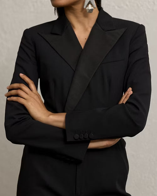 Ralph Lauren Tenney Wool Gabardine Tuxedo Jumpsuit