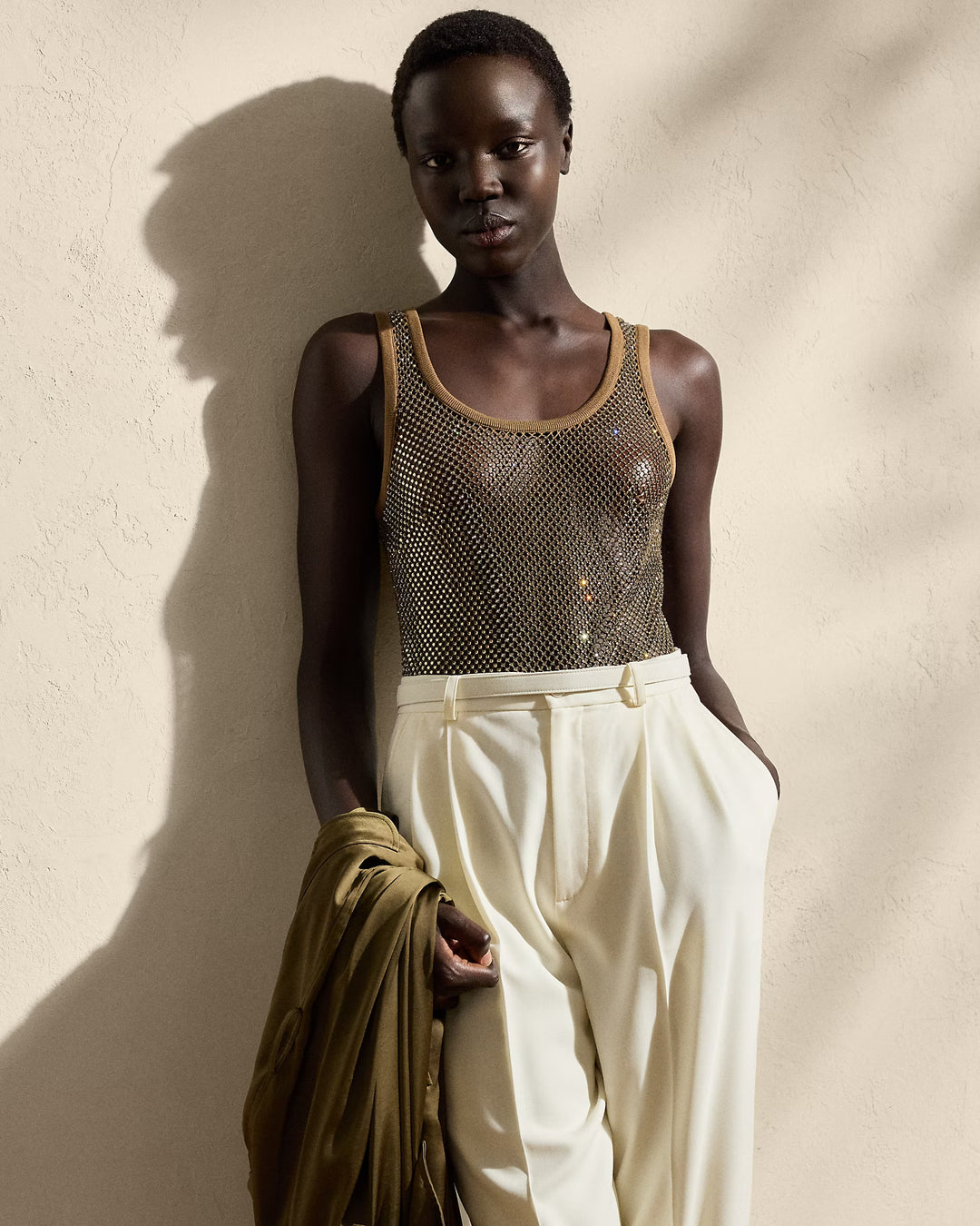 Ralph Lauren Melony Embellished Mesh Tank Top