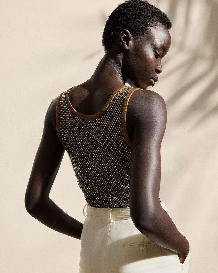 Ralph Lauren Melony Embellished Mesh Tank Top