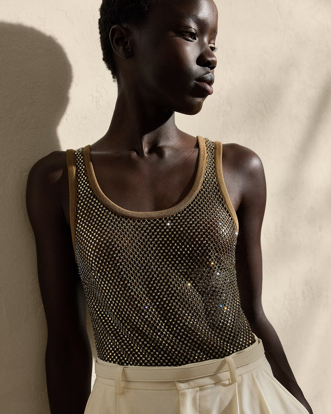 Ralph Lauren Melony Embellished Mesh Tank Top
