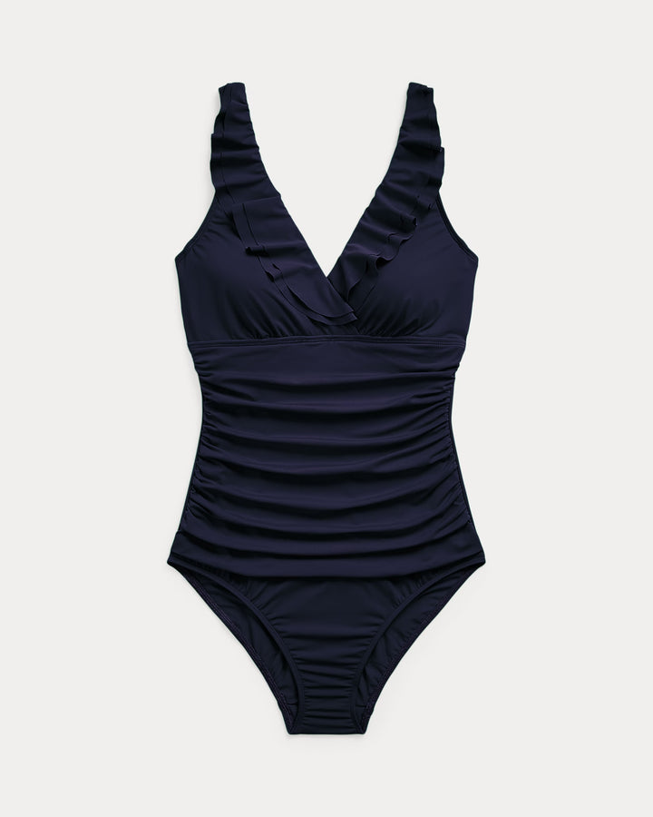 Ralph Lauren Ruffle-Trim Surplice One-Piece