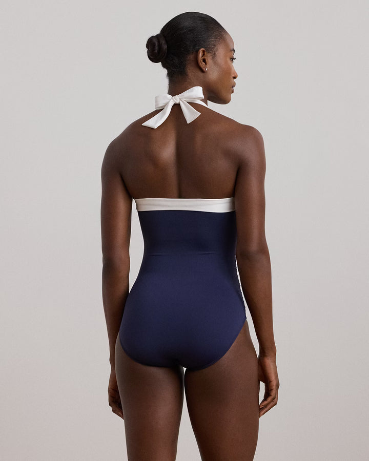 Ralph Lauren Shirred Halter One-Piece