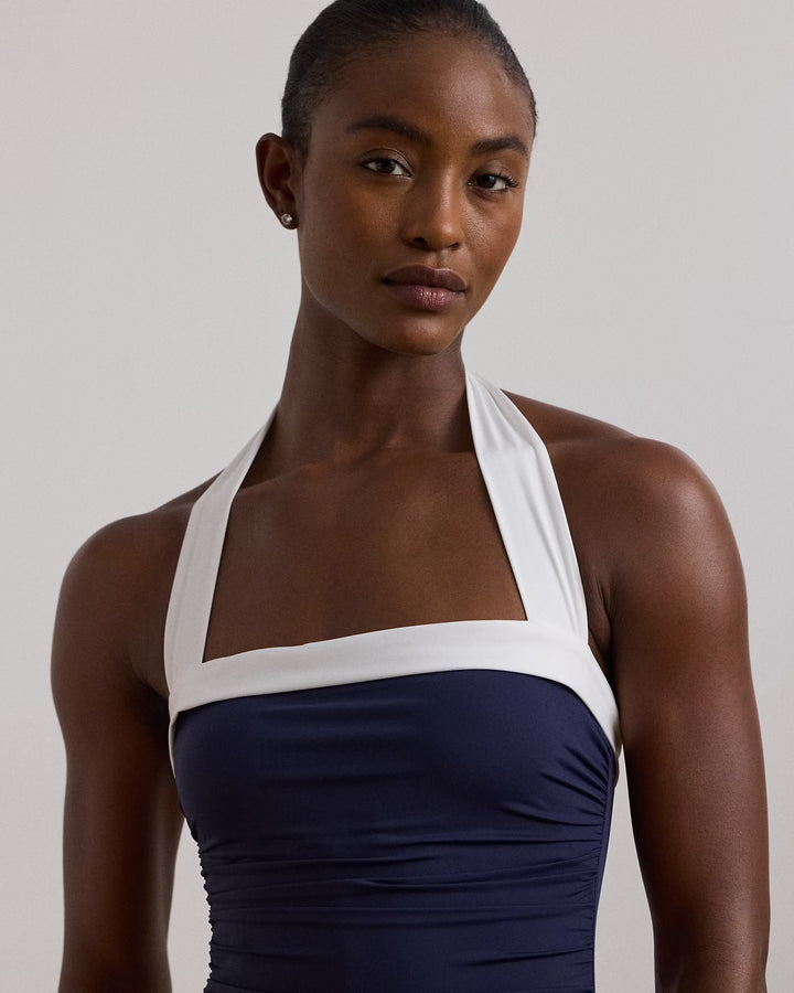 Ralph Lauren Shirred Halter One-Piece
