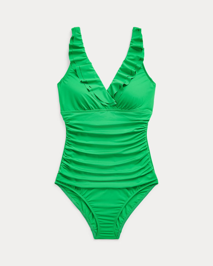 Ralph Lauren Ruffle-Trim Surplice One-Piece