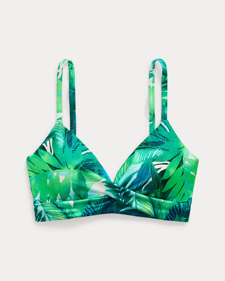 Ralph Lauren Palm-Frond-Print Twist-Front Bikini Top
