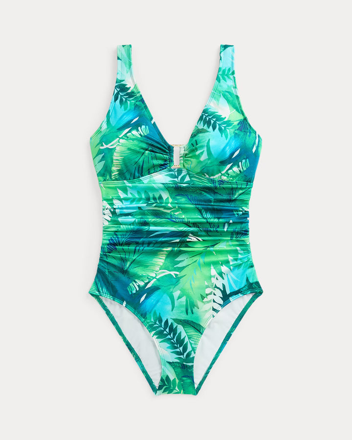 Ralph Lauren Print Shirred Ring-Front One-Piece