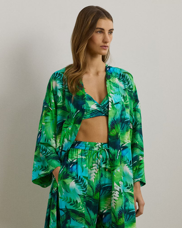 Ralph Lauren Palm-Frond-Print Robe Cover-Up