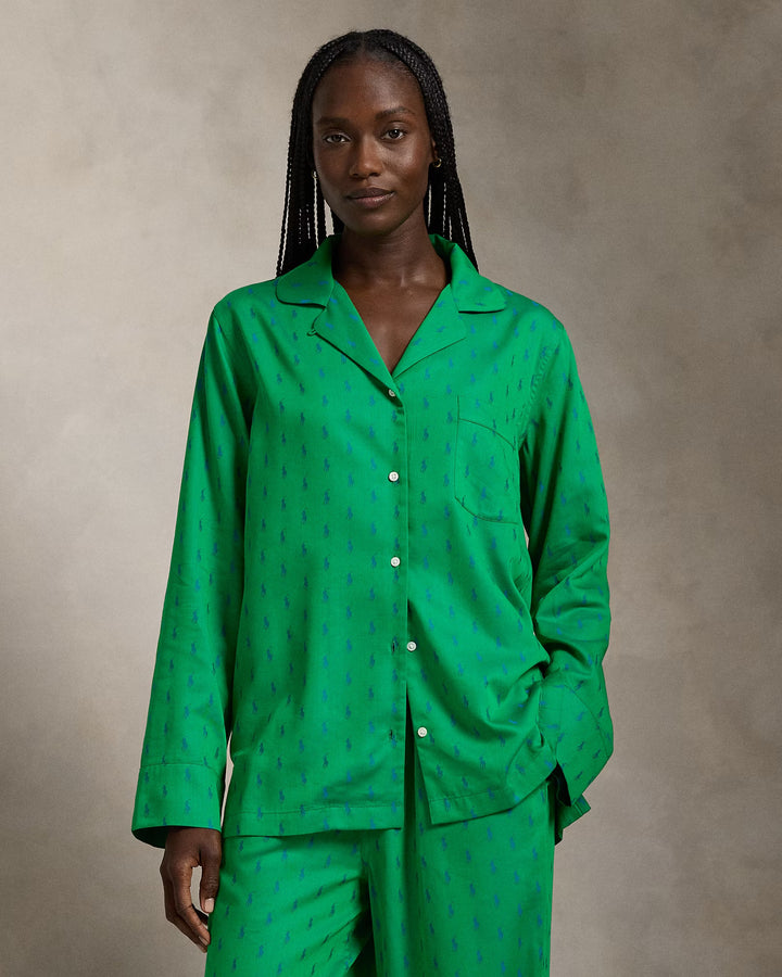 Ralph Lauren Allover Pony Long-Sleeve Pajama Set
