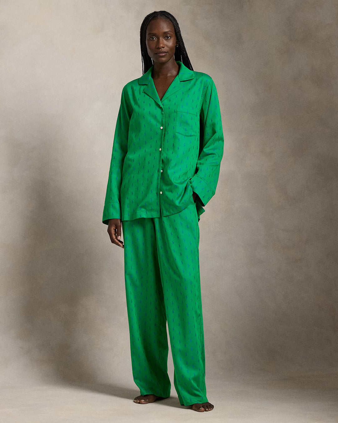 Ralph Lauren Allover Pony Long-Sleeve Pajama Set