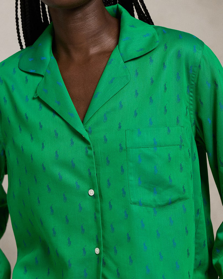 Ralph Lauren Allover Pony Long-Sleeve Pajama Set