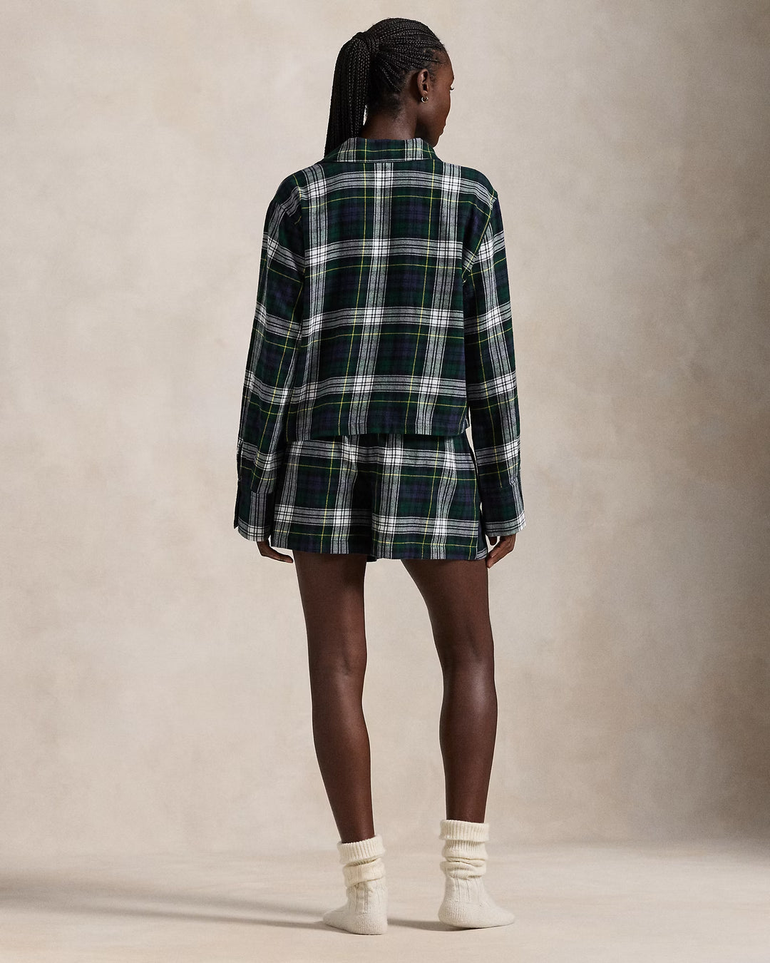 Ralph Lauren Crop Top & Boxer Plaid Flannel PJ Set