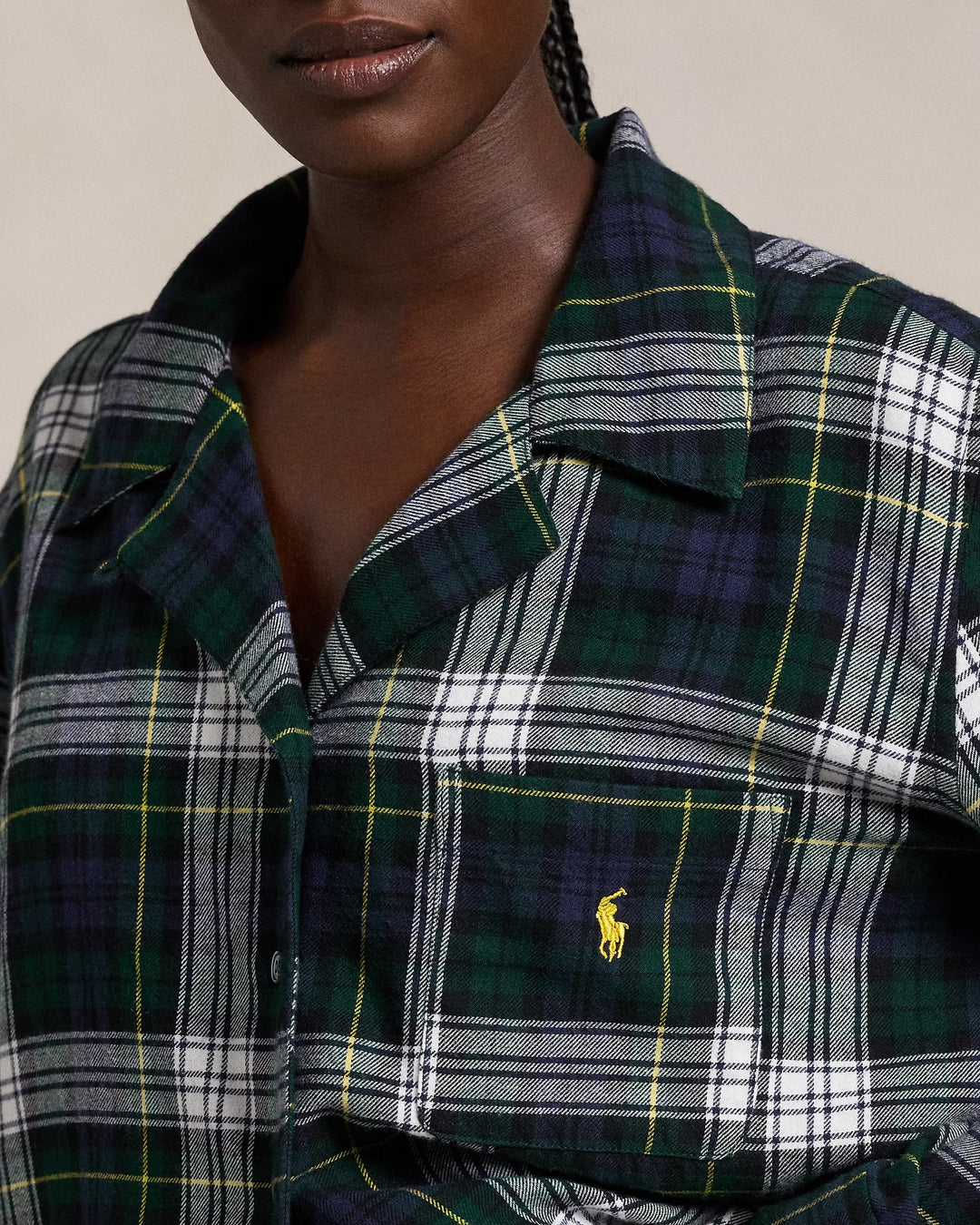 Ralph Lauren Crop Top & Boxer Plaid Flannel PJ Set