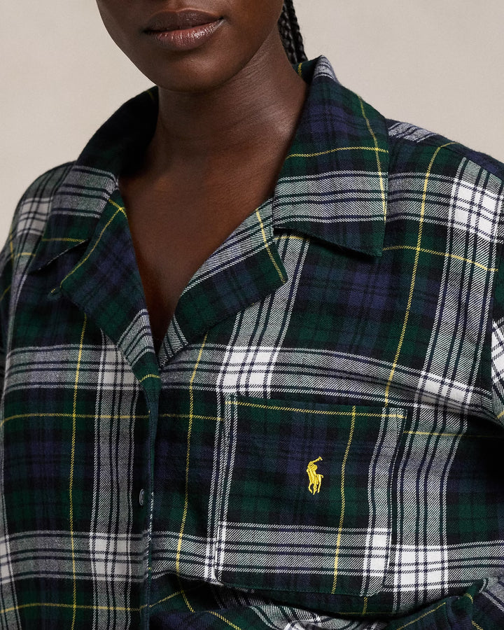Ralph Lauren Crop Top & Boxer Plaid Flannel PJ Set