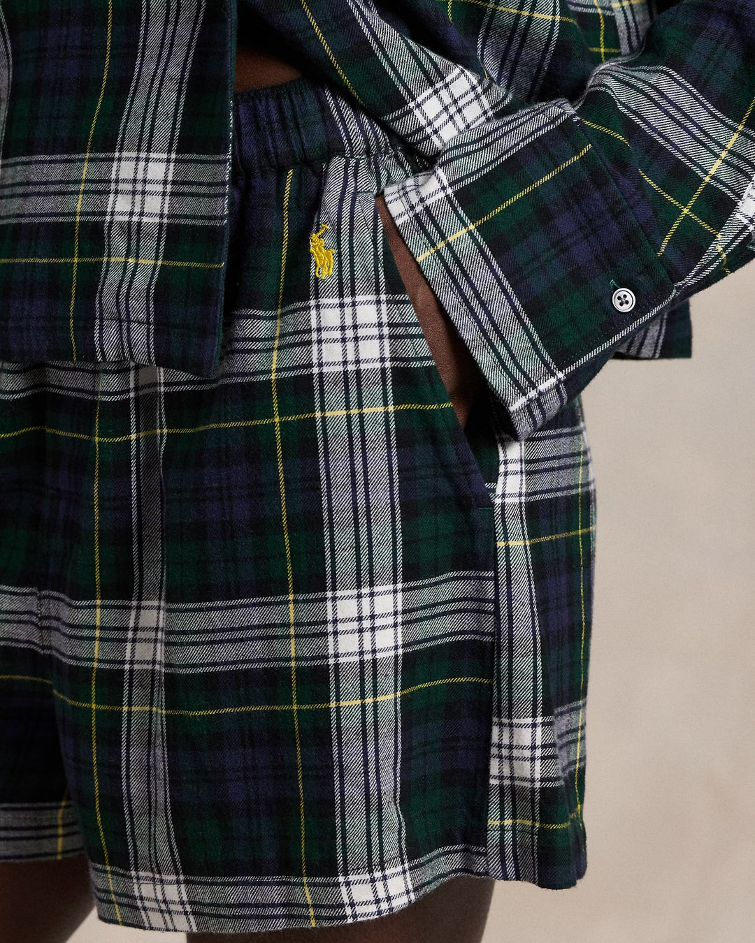 Ralph Lauren Crop Top & Boxer Plaid Flannel PJ Set