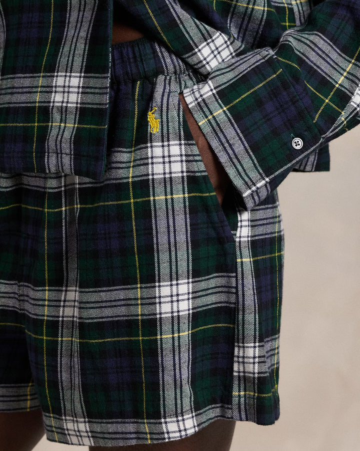 Ralph Lauren Crop Top & Boxer Plaid Flannel PJ Set