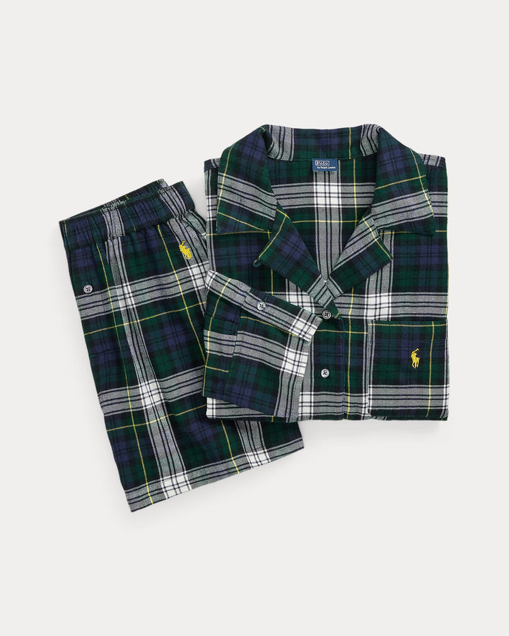 Ralph Lauren Crop Top & Boxer Plaid Flannel PJ Set