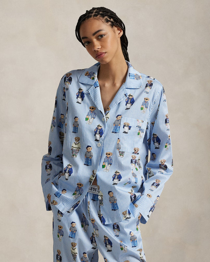 Ralph Lauren Polo Bear Cotton Long-Sleeve Pajama Set