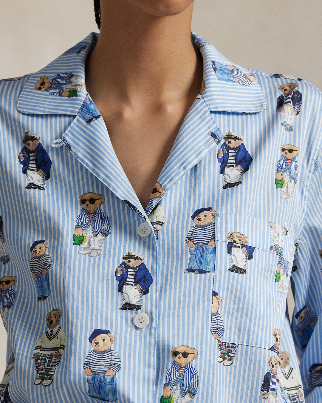 Ralph Lauren Polo Bear Cotton Long-Sleeve Pajama Set