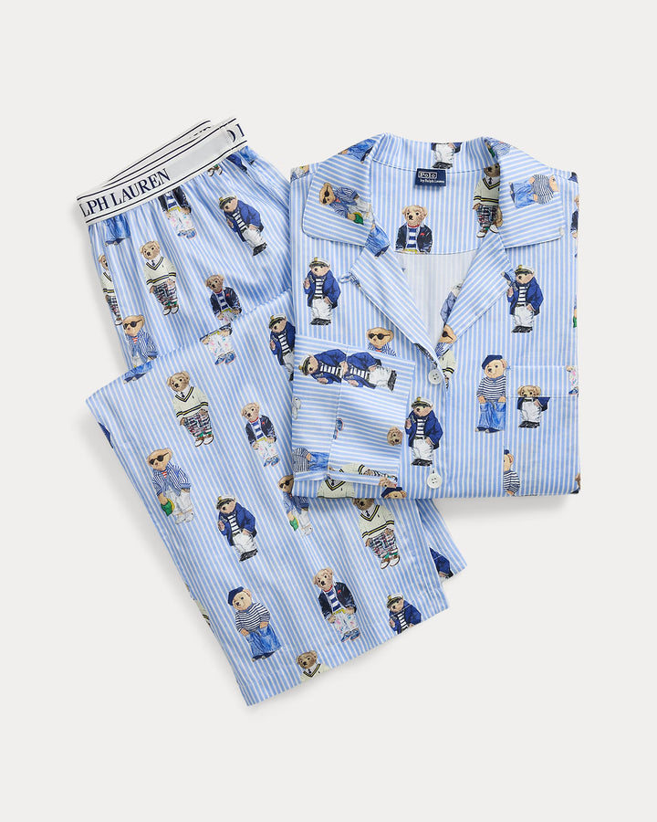 Ralph Lauren Polo Bear Cotton Long-Sleeve Pajama Set