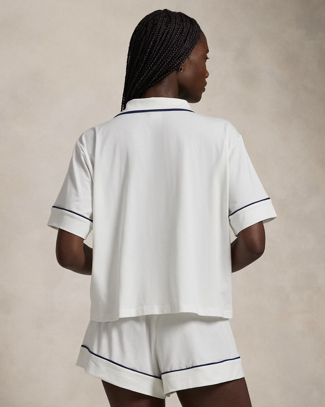 Ralph Lauren Piped Jersey Short-Sleeve Pajama Set