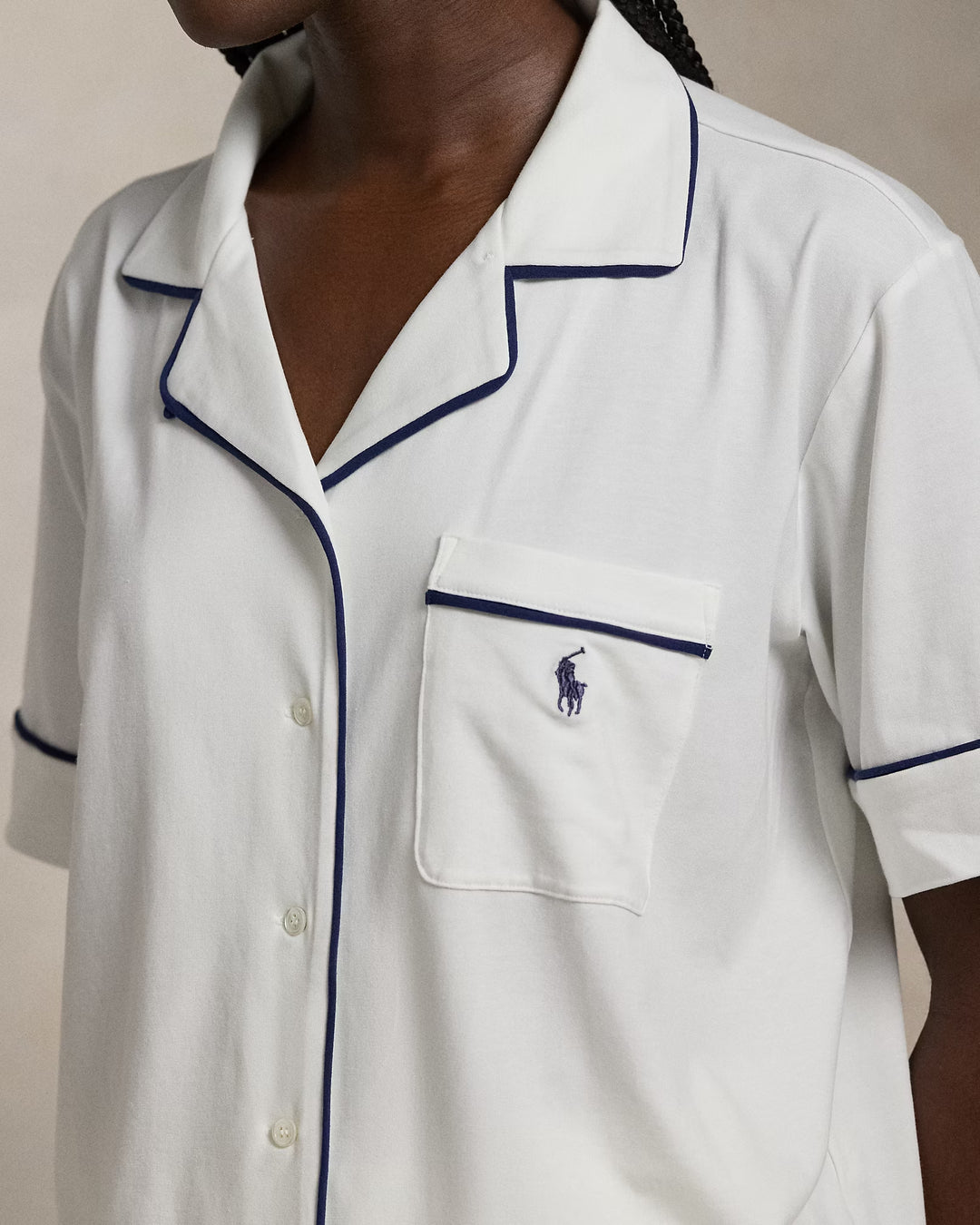 Ralph Lauren Piped Jersey Short-Sleeve Pajama Set