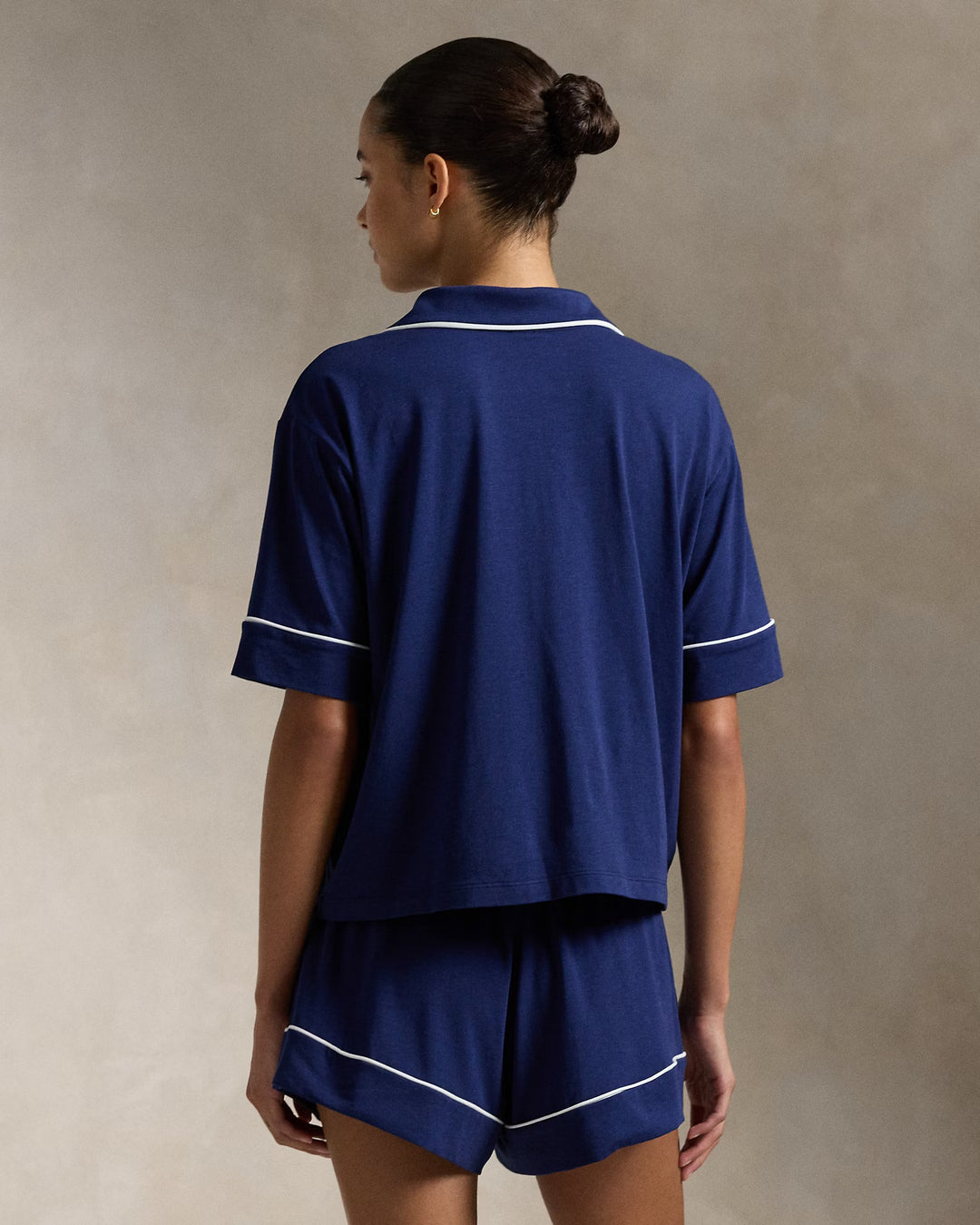 Ralph Lauren Piped Jersey Short-Sleeve Pajama Set
