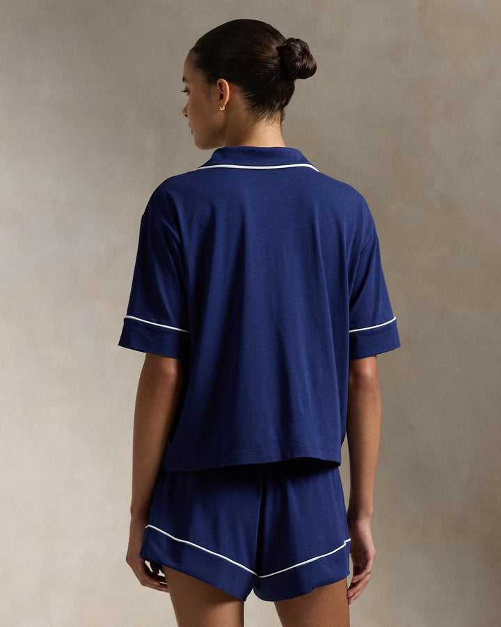 Ralph Lauren Piped Jersey Short-Sleeve Pajama Set
