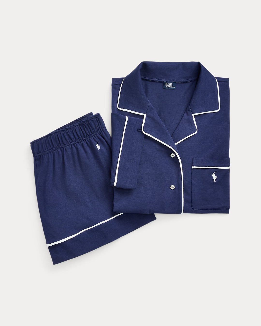 Ralph Lauren Piped Jersey Short-Sleeve Pajama Set