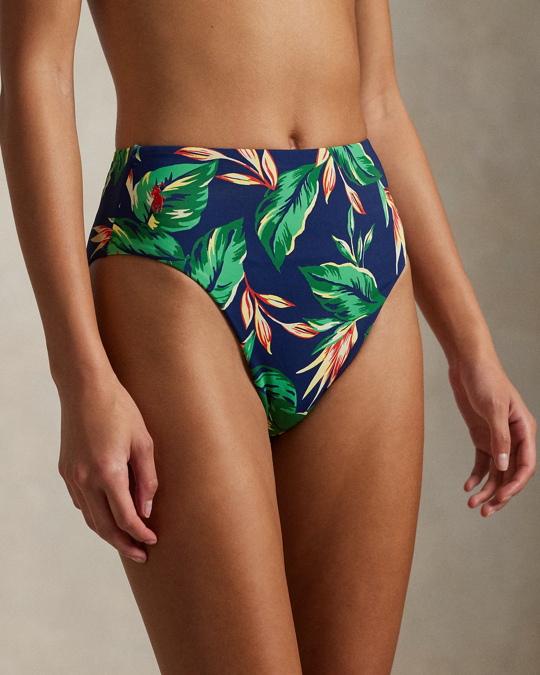 Ralph Lauren Tropical-Print High-Waist Bikini Bottom