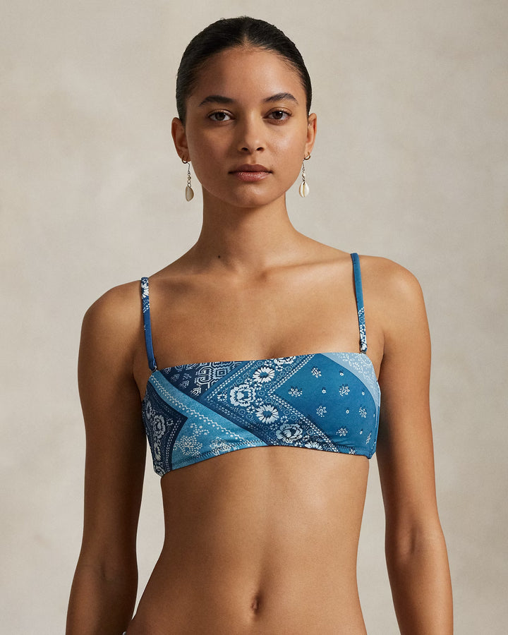 Ralph Lauren Bandanna-Print Bandeau Bikini Top
