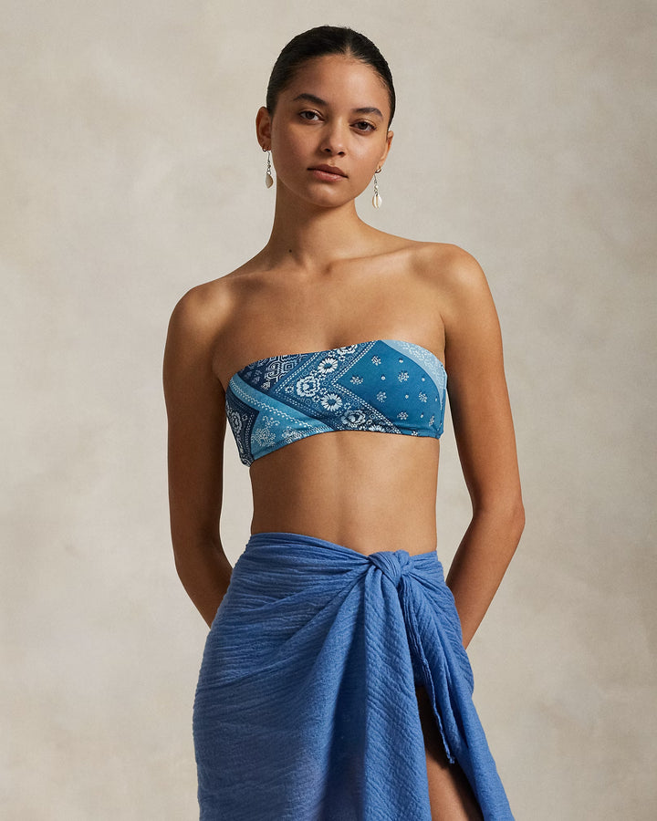 Ralph Lauren Bandanna-Print Bandeau Bikini Top