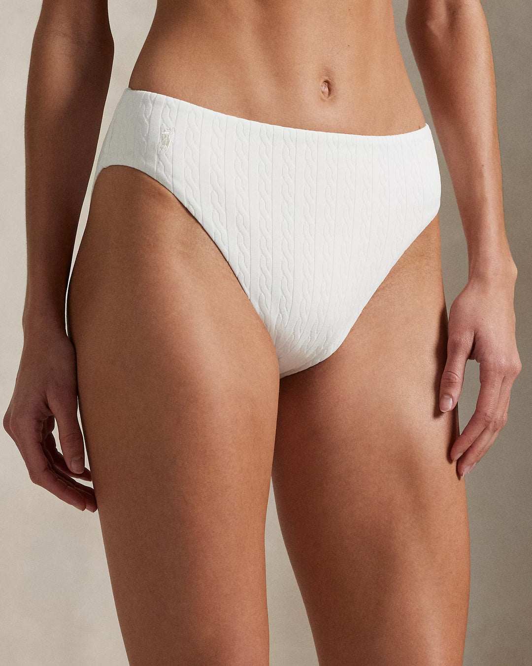 Ralph Lauren Cable-Motif High-Rise Bikini Bottom