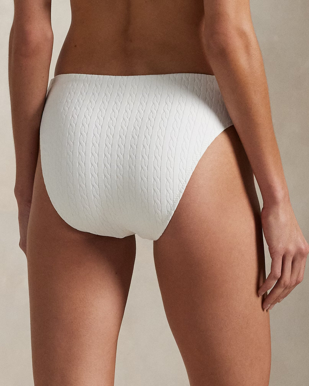 Ralph Lauren Cable-Motif High-Rise Bikini Bottom