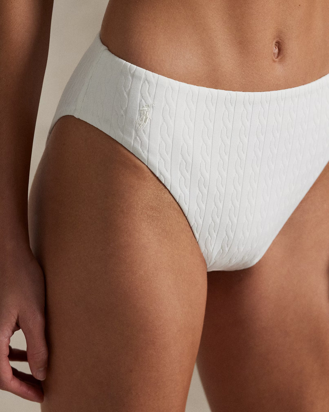 Ralph Lauren Cable-Motif High-Rise Bikini Bottom