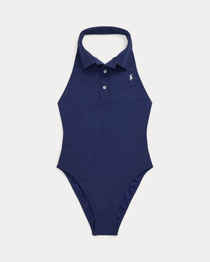 Ralph Lauren Halter Polo-Collar One-Piece Swimsuit