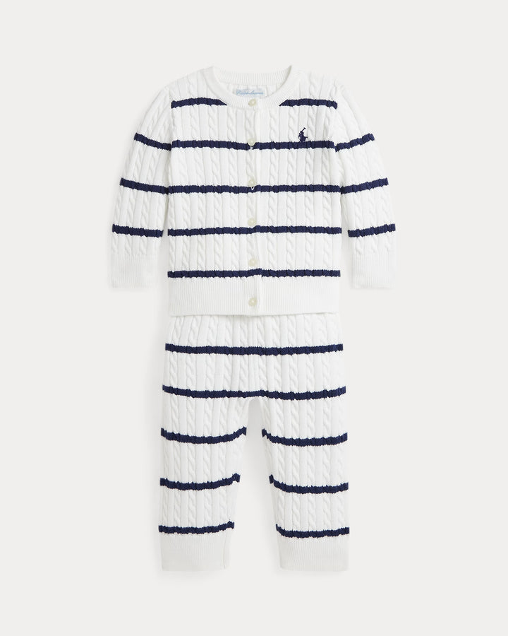 Ralph Lauren  Striped Cotton Cardigan & Pant Set