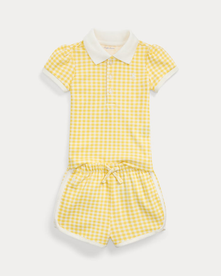 Ralph Lauren Gingham Mesh Polo Shirt & Short Set