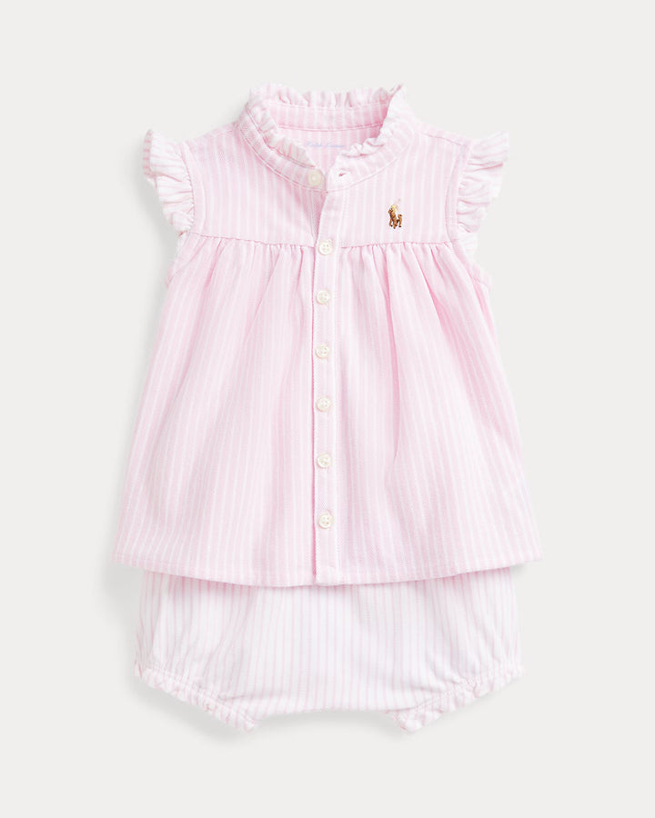 Ralph Lauren Striped Knit Oxford Top & Bloomer Set