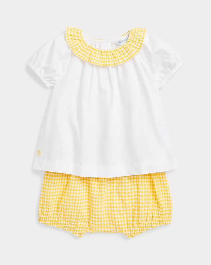 Ralph Lauren Top & Gingham Seersucker Short Set