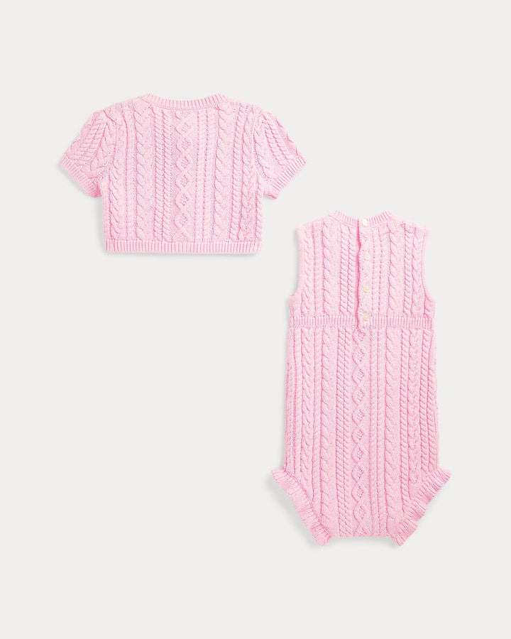 Ralph Lauren Cable Cotton Shortall & Cardigan Set