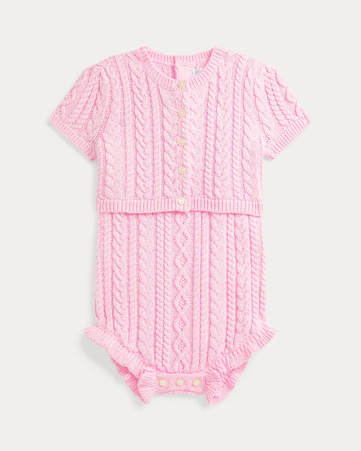 Ralph Lauren Cable Cotton Shortall & Cardigan Set