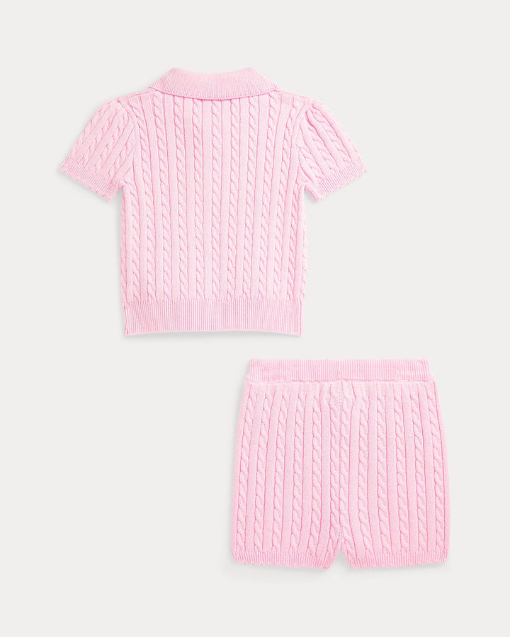 Ralph Lauren Mini-Cable Cotton Polo Shirt & Short Set