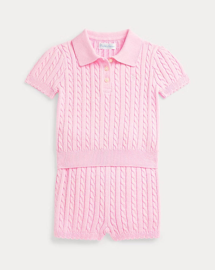 Ralph Lauren Mini-Cable Cotton Polo Shirt & Short Set