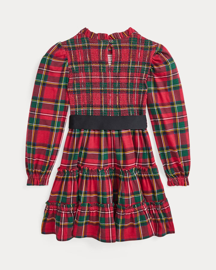 Ralph Lauren Plaid Smocked Cotton Jersey Dress