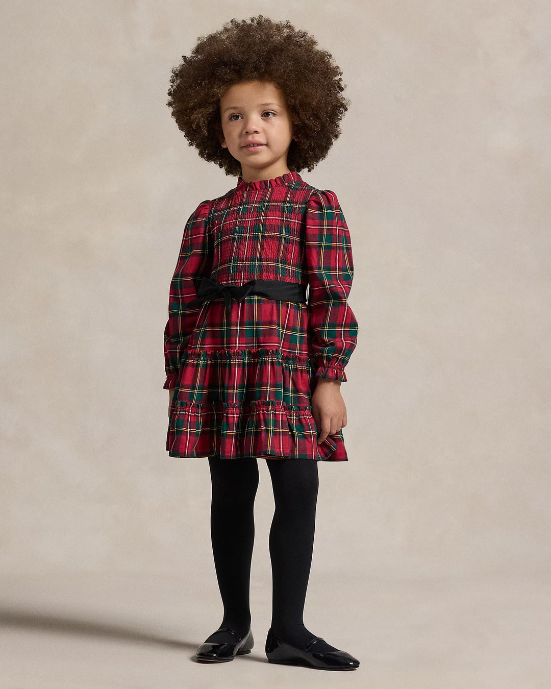 Ralph Lauren Plaid Smocked Cotton Jersey Dress