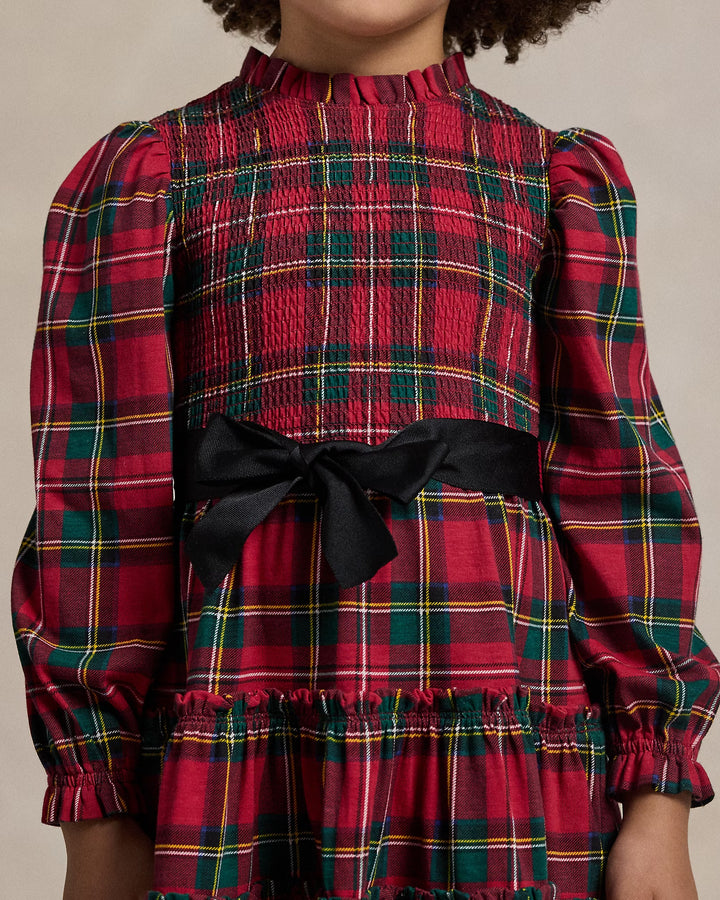 Ralph Lauren Plaid Smocked Cotton Jersey Dress