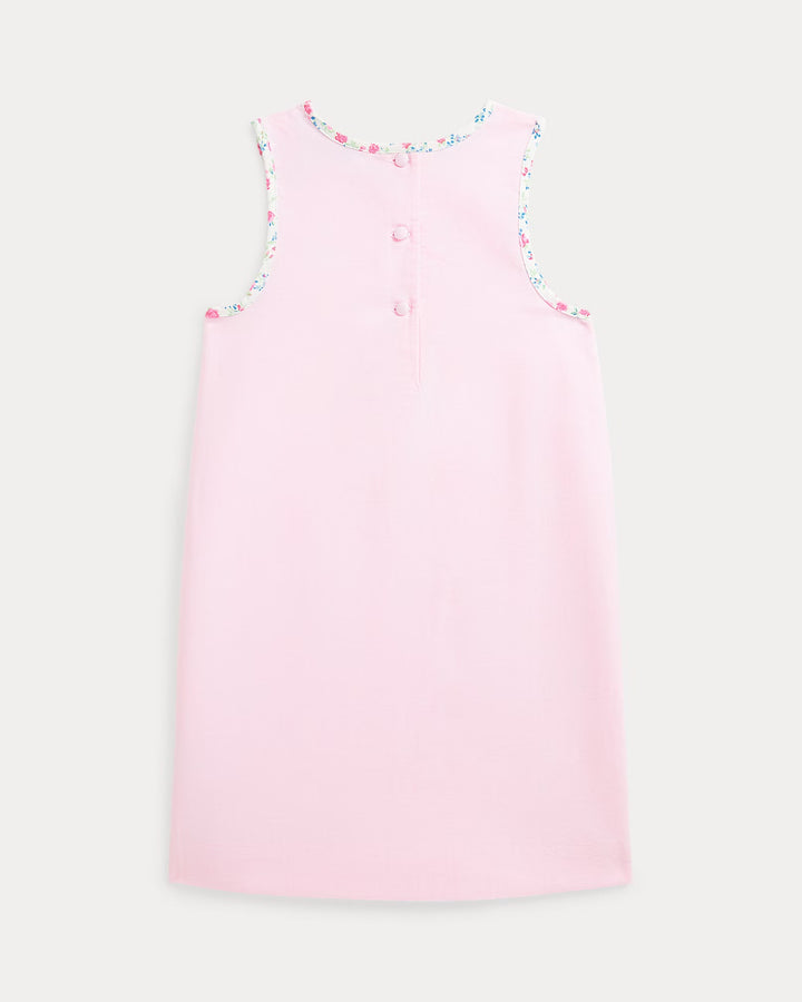 Ralph Lauren Floral-Trim Cotton Oxford Dress