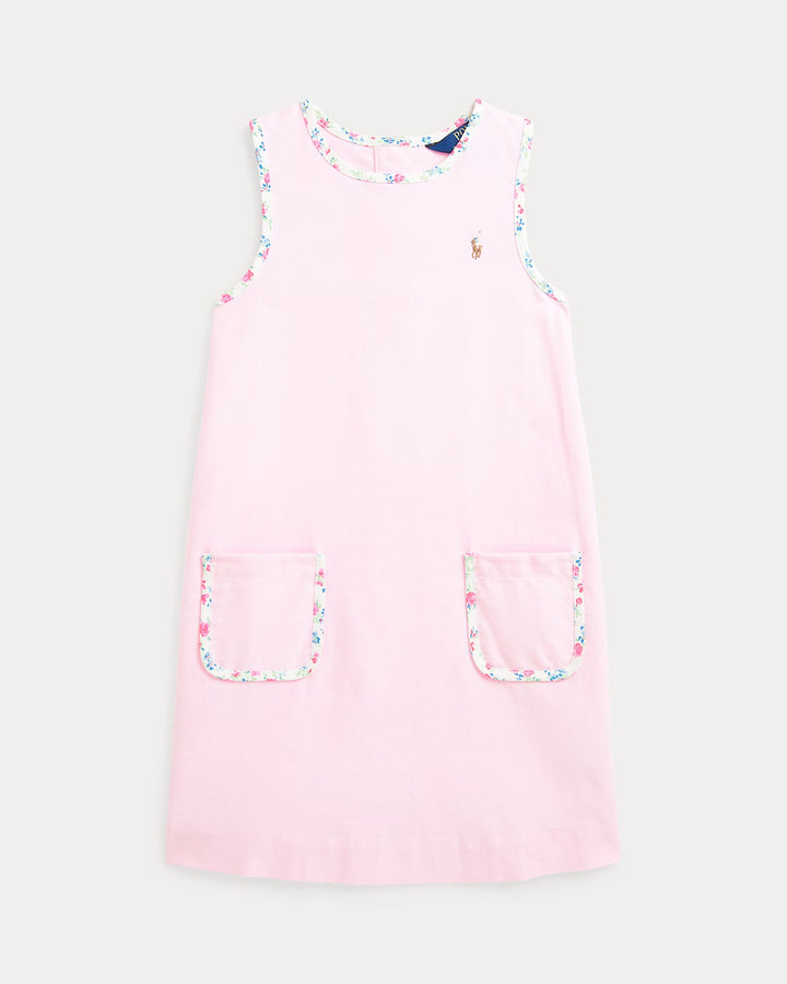 Ralph Lauren Floral-Trim Cotton Oxford Dress