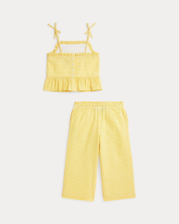 Ralph Lauren Gingham Seersucker Top & Pant Set